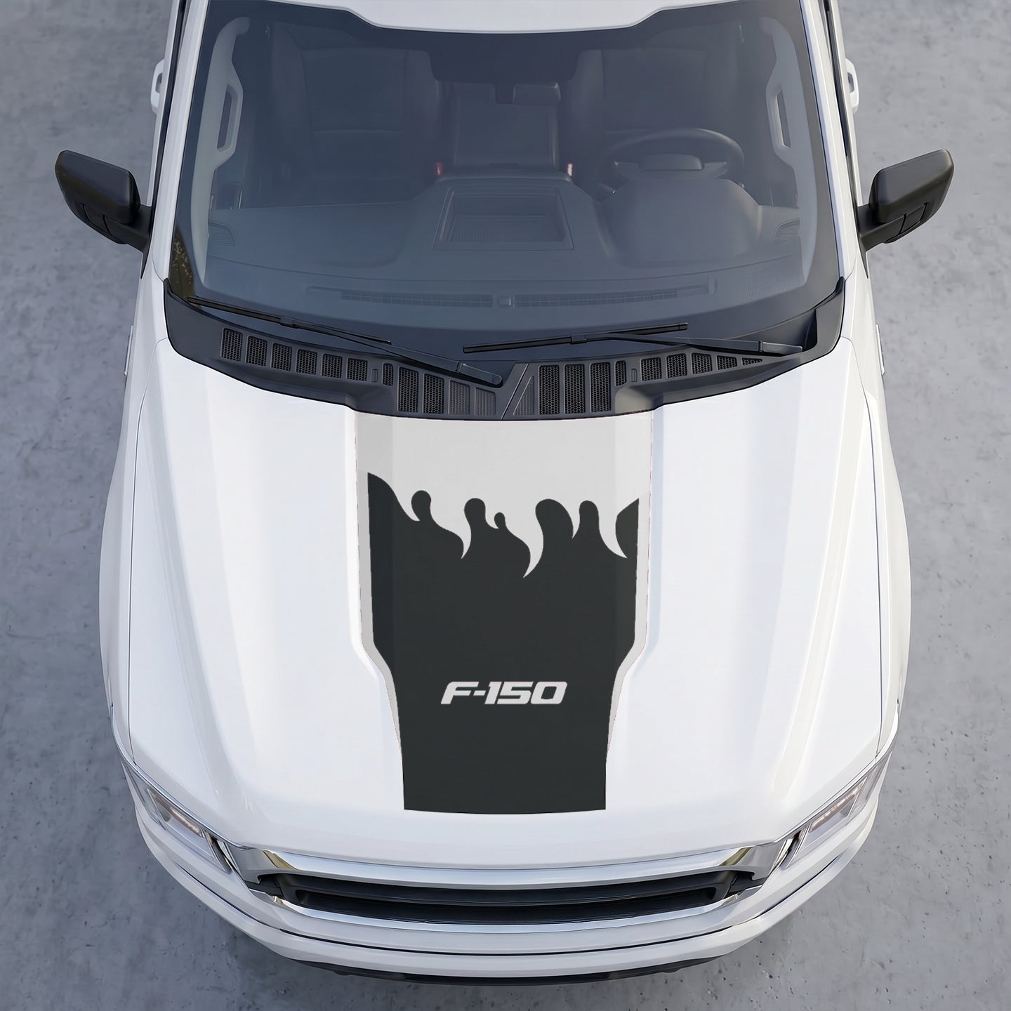 Hood Panel Decal/Sticker - Fire Flame Wave Hood Decal Wrap – Bold Liquid Flame Vector Graphic Kit - For Ford F-150 F150 2015-2020 - Premium Vinyl