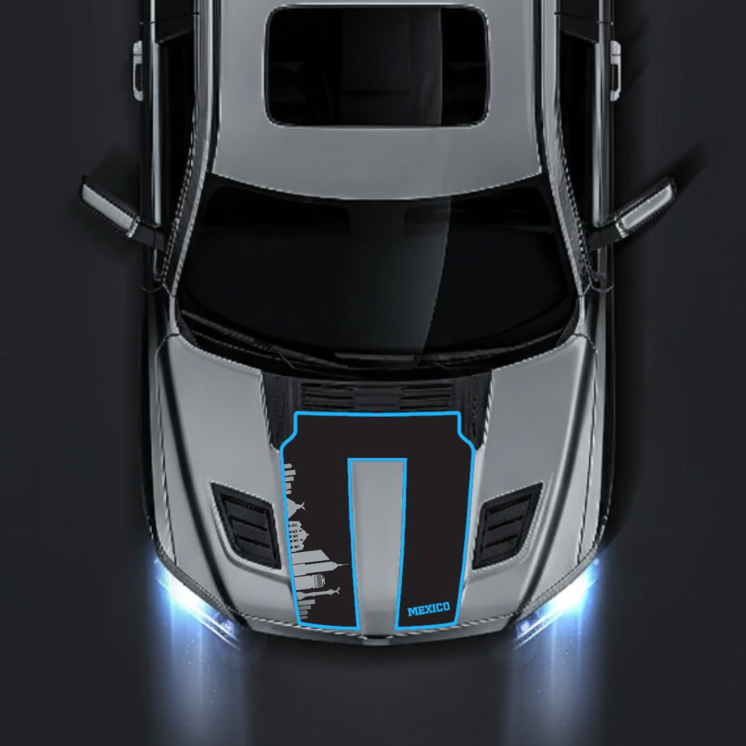 Hood Panel Decal/Sticker - Mexico Skyline - Cut - Border Graphic Kit - For Dodge RAM 1500 2019-2025 - Premium Vinyl