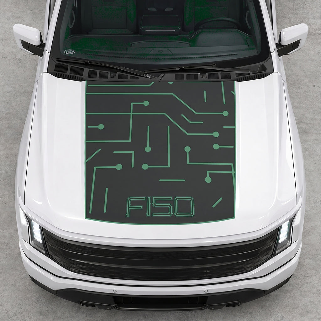 Hood Panel Decal/Sticker - Electric Circuit Graphic Decal Graphic Kit - For FORD F-150 2015-2020 - Premium Vinyl