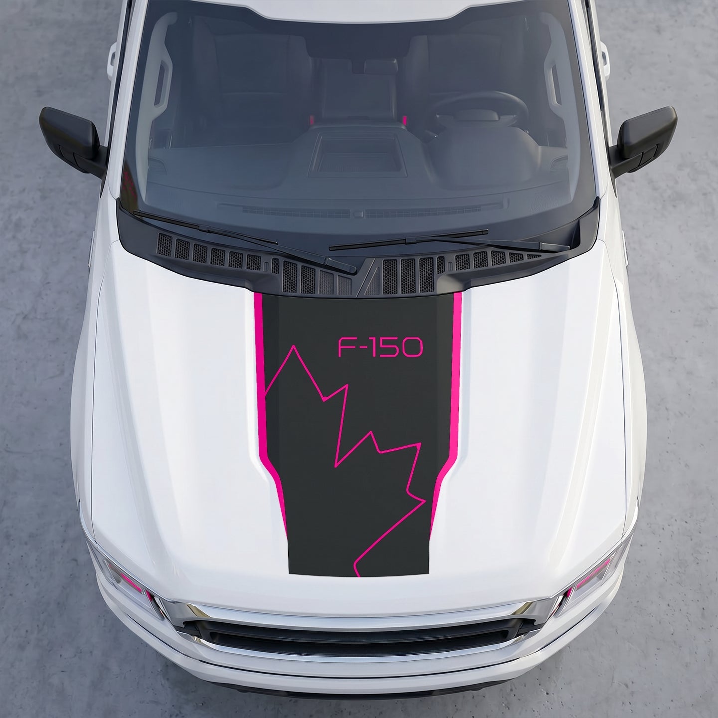 Hood Panel Decal/Sticker - Distressed Maple Leaf Hood Decal – Minimalist Line Canada Flag Graphic Graphic Kit - For Ford F-150 F150 2015-2020 - Premium Vinyl