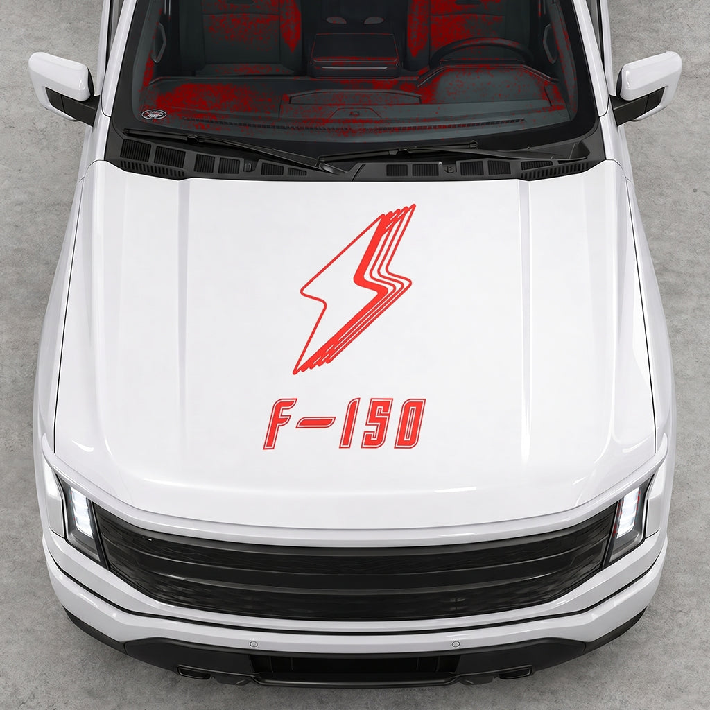 Hood Panel Decal/Sticker - Cut Bordered Electric F150 Graphic Decal Graphic Kit - For FORD F-150 2015-2020 - Premium Vinyl