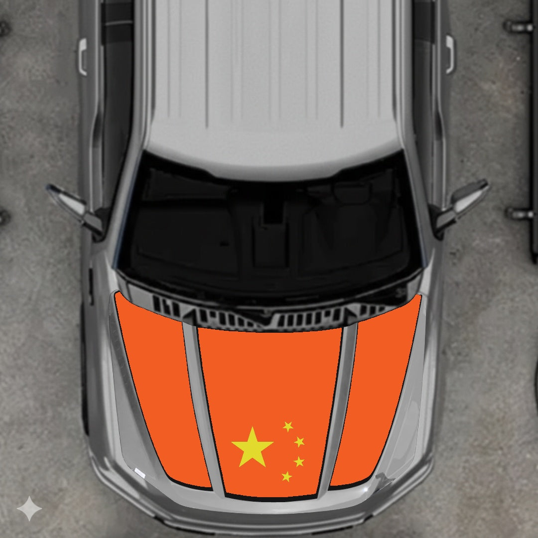 Hood Panel Decal/Sticker - China Flag - Border Graphic Kit - For Ford F-150 2020-2026 - Premium Vinyl