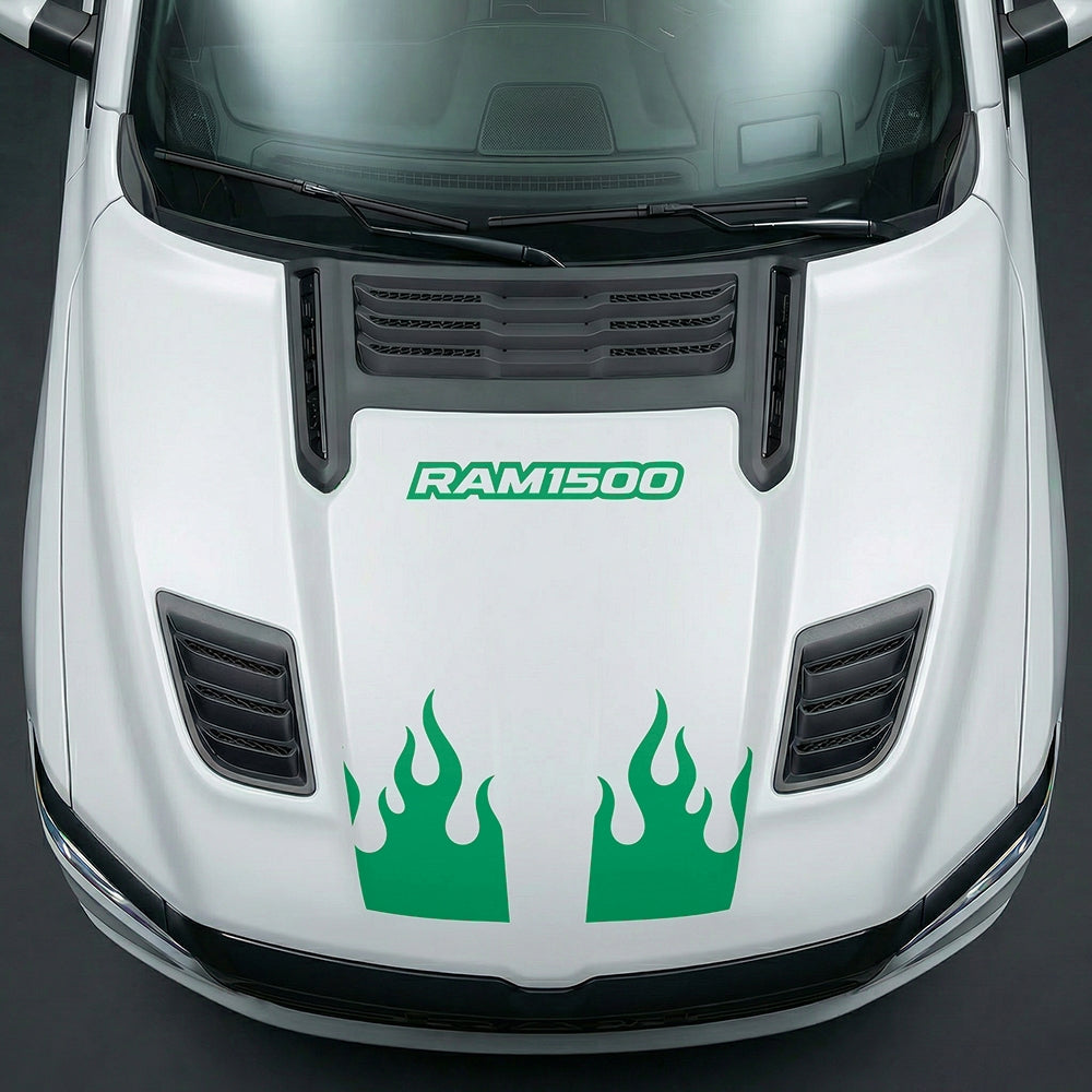 Hood Panel Decal/Sticker - RAM 1500 Flaming U-Shape - Cut Graphic Kit - For Dodge Ram 2019-2025 - Premium Vinyl