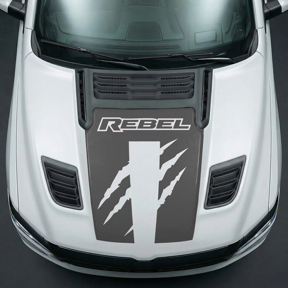 Hood Panel Decal/Sticker - Fierce REBEL Monster Slash Graphic Kit - For Dodge Ram 2019-2025 - Premium Vinyl