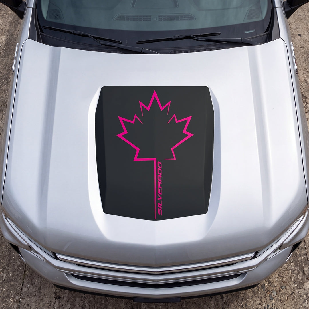 Hood Panel Decal/Sticker - Canada Maple Graphic Decal Graphic Kit - For Chevrolet Silverado 2019-2024 - Premium Vinyl