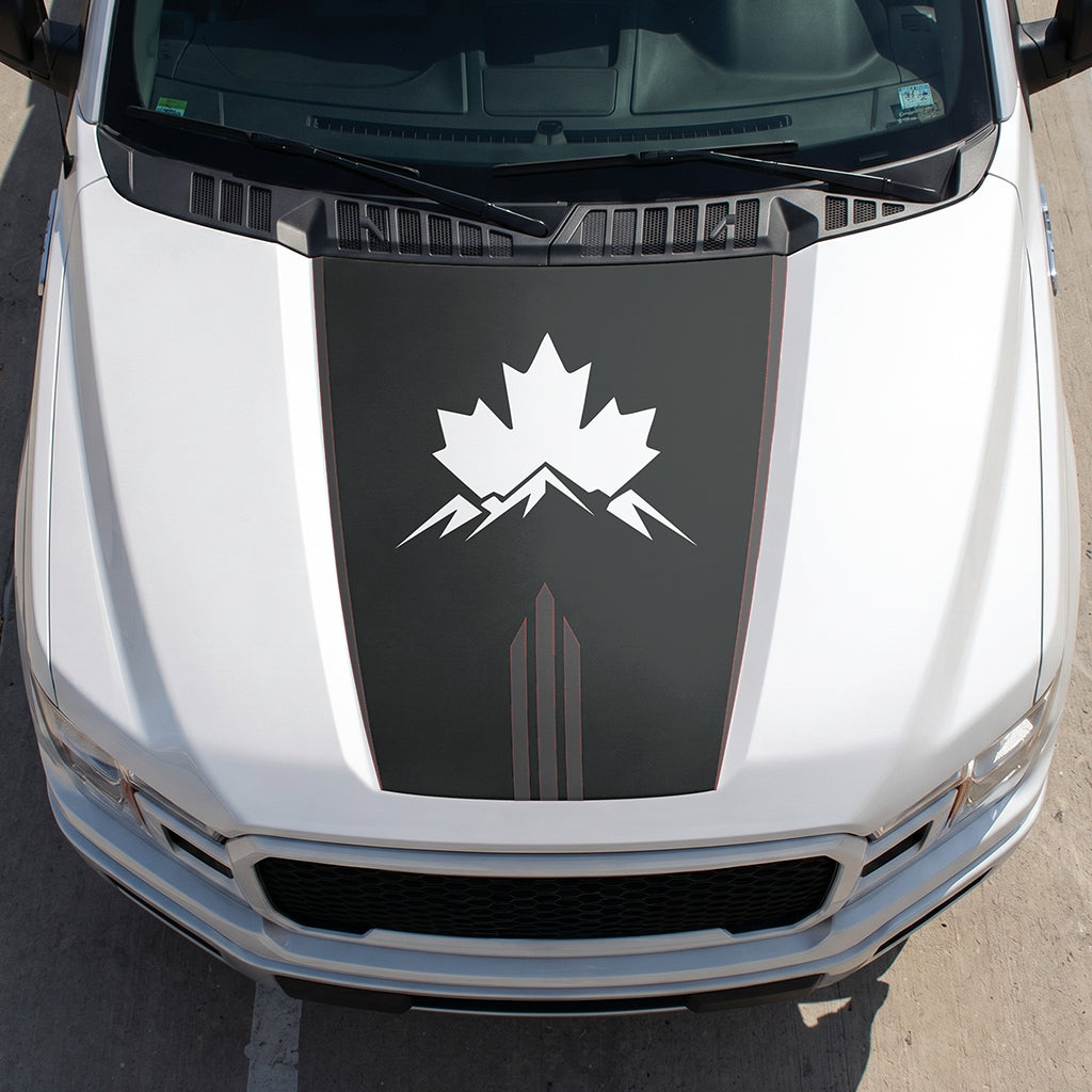 Hood Panel Decal/Sticker - Maple and Mountain Graphic Decal Graphic Kit - For Ford F-150 2015-2020 - Premium Vinyl