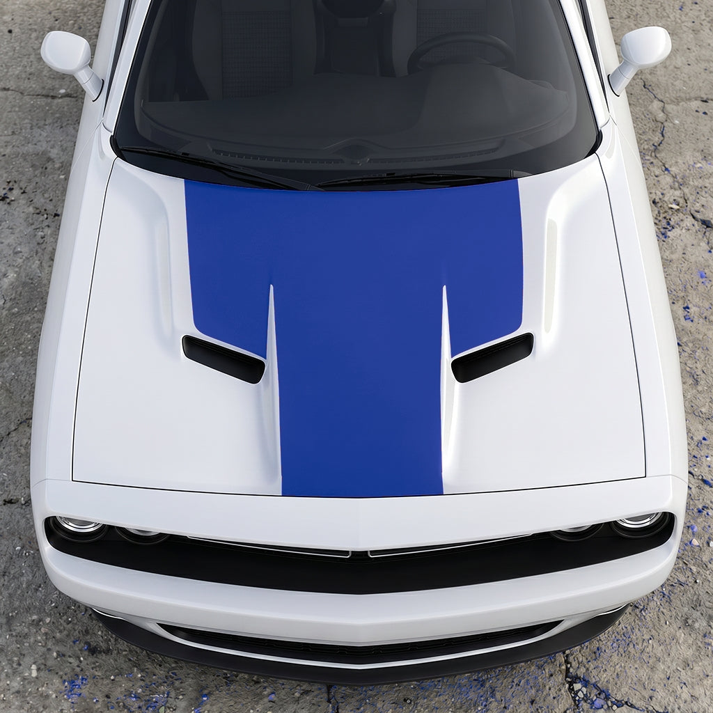 Hood Panel Decal/Sticker - The Foundation - Solid T-Shape - Matte Performance Trim Blackout Graphic Kit - For Dodge Challenger 2015-2024 - Premium Vinyl