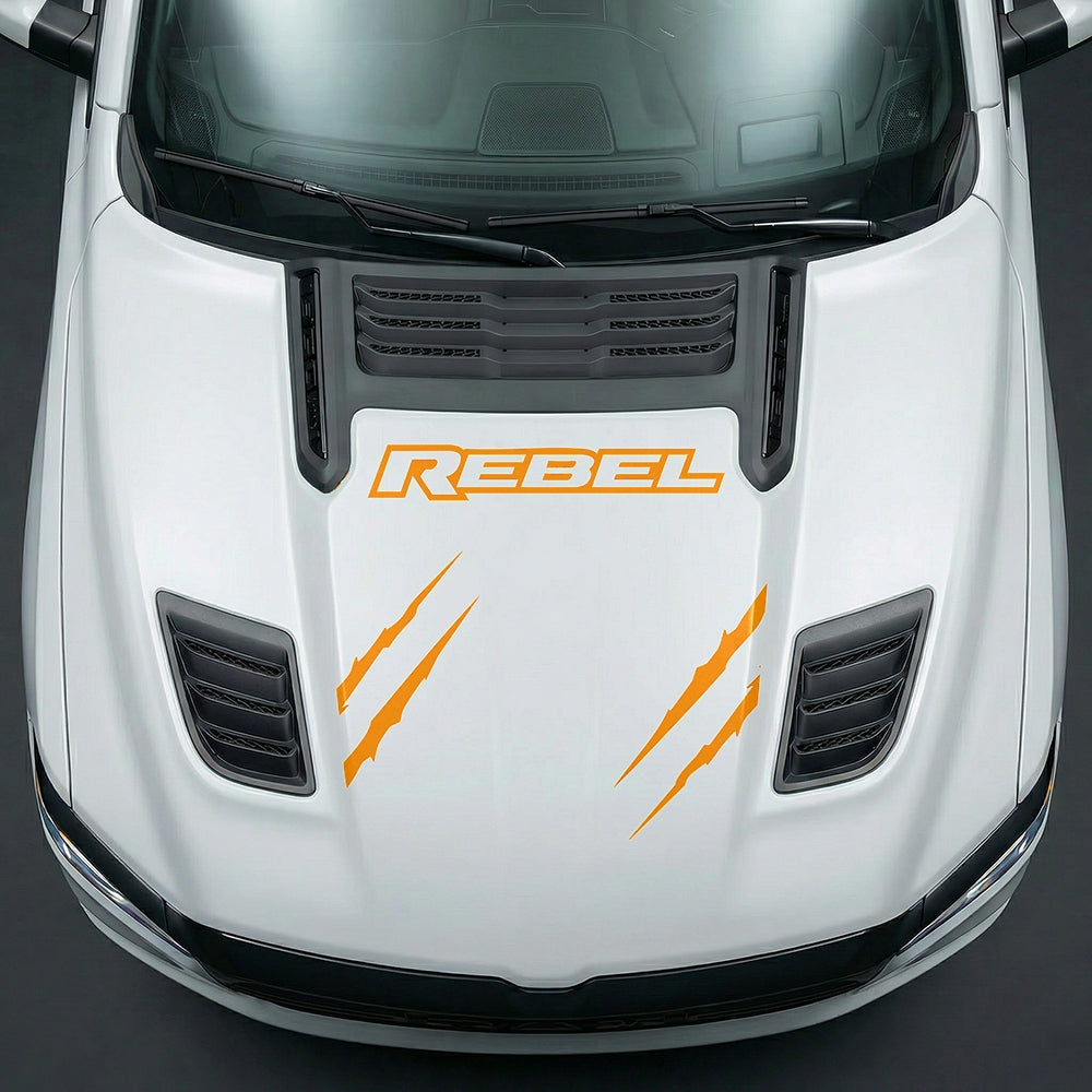 Hood Panel Decal/Sticker - Dodge RAM Rebel Claw Scratch U-Shape Stripe - Cut Graphic Kit - For Dodge Ram 2019-2025 - Premium Vinyl