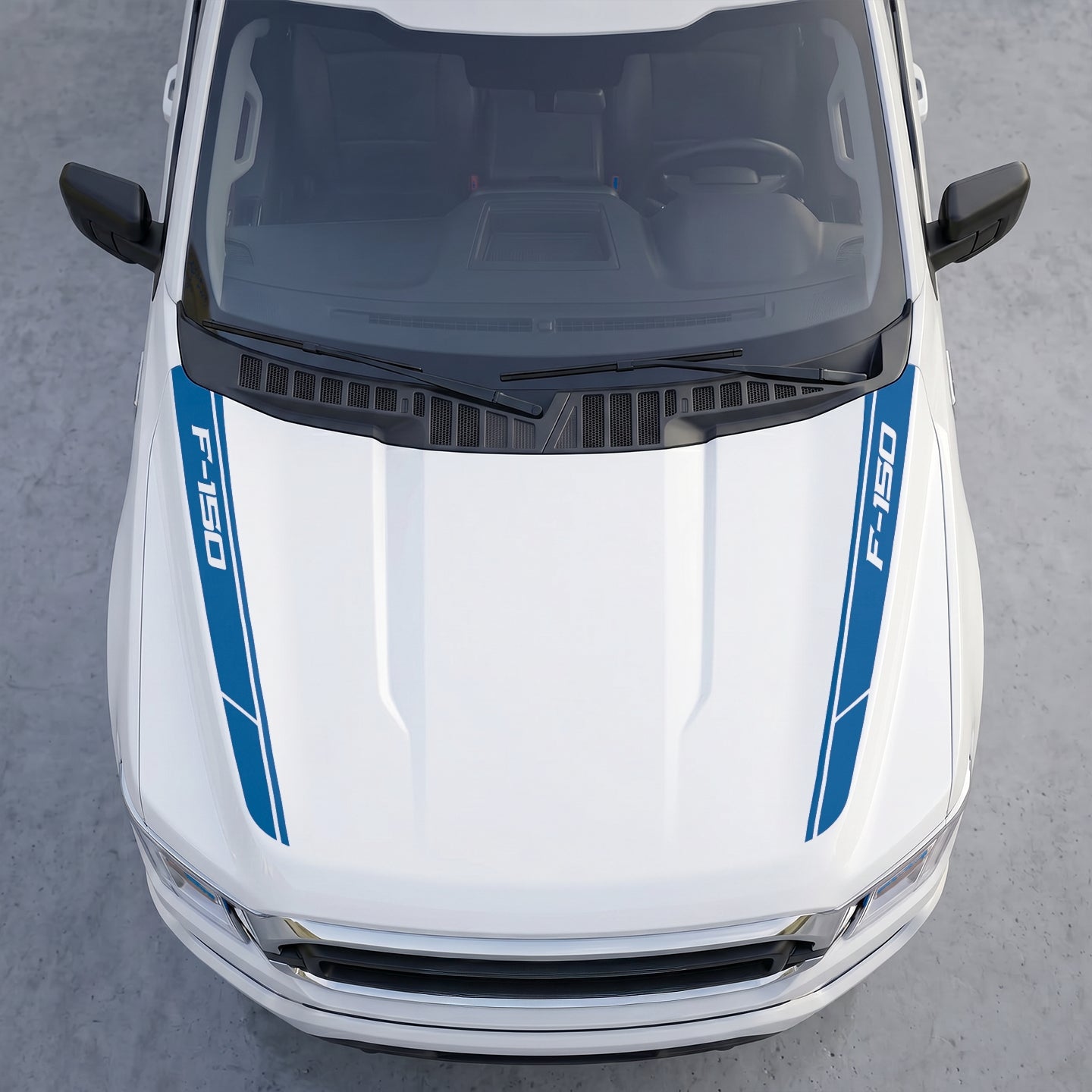 Hood Panel Decal/Sticker - Angled Cowl Accent Stripes – Dual Side Hood Edge Vinyl Decals Graphic Kit - For Ford F-150 F150 2015-2020 - Premium Vinyl