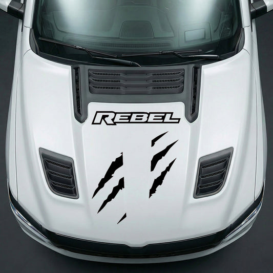 Hood Panel Decal/Sticker - Fierce REBEL Monster Slash - Cut Graphic Kit - For Dodge Ram 2019-2025 - Premium Vinyl