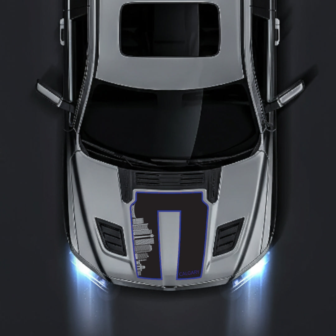 Hood Panel Decal/Sticker - Calgary Skyline - Cut - Border Graphic Kit - For Dodge RAM 1500 2019-2025 - Premium Vinyl