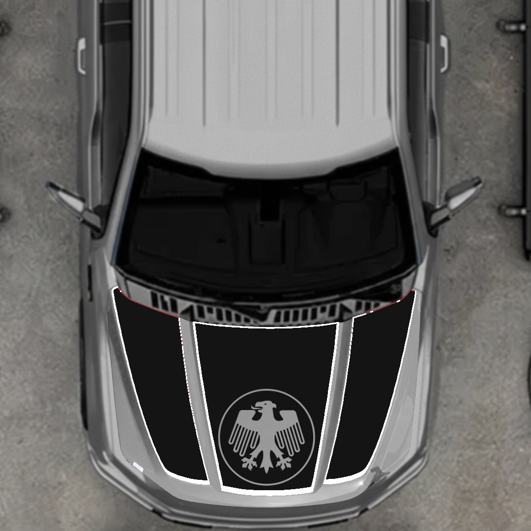Hood Panel Decal/Sticker - Germany Logo - Cut - Border Graphic Kit - For Ford F-150 2020-2026 - Premium Vinyl