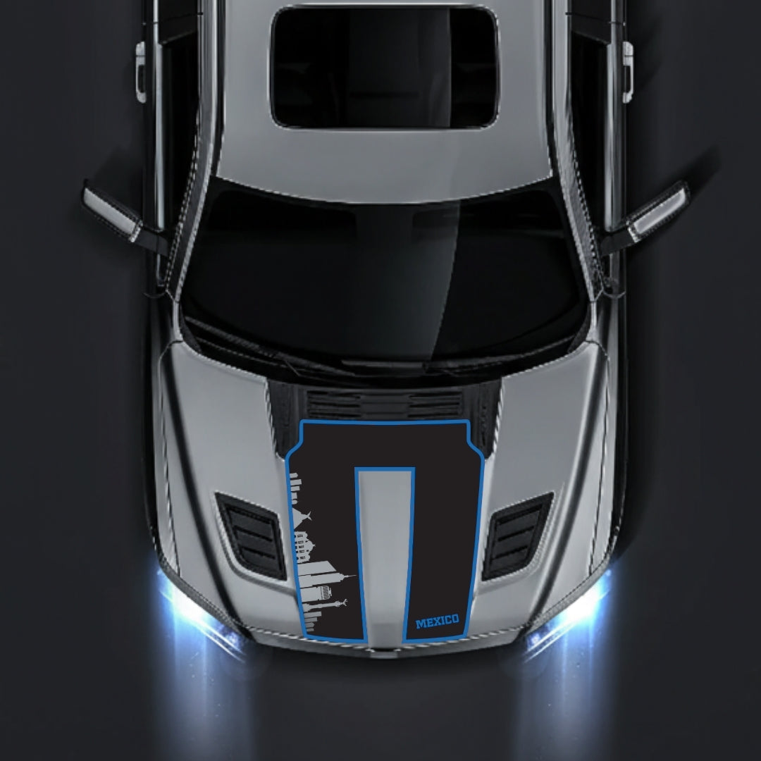 Performance Hood Panel Decal/Sticker - Mexico Skyline - Cut - Border Graphic Kit - For Dodge RAM 1500 2019-2025 - Premium Vinyl