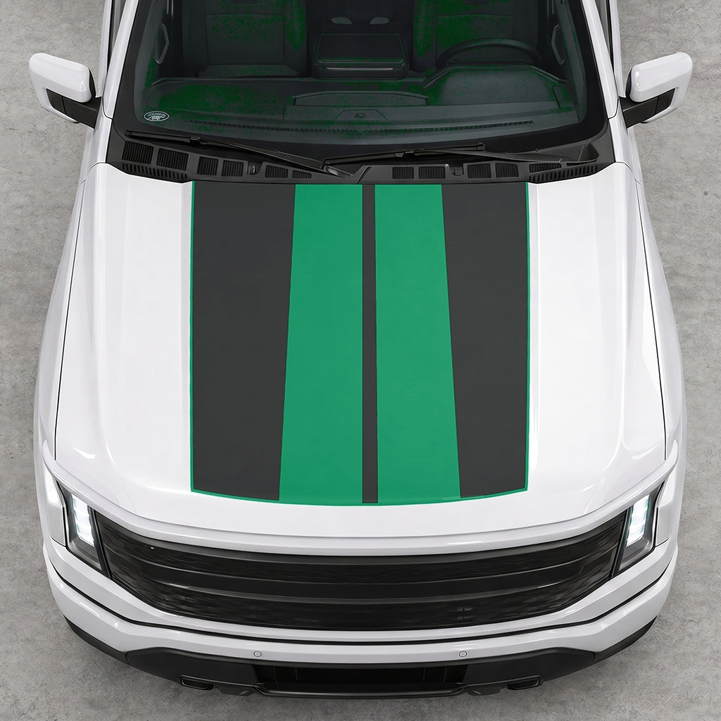 Hood Panel Decal/Sticker - Double Stripes Graphic Decal Graphic Kit - For FORD F-150 2015-2020 - Premium Vinyl