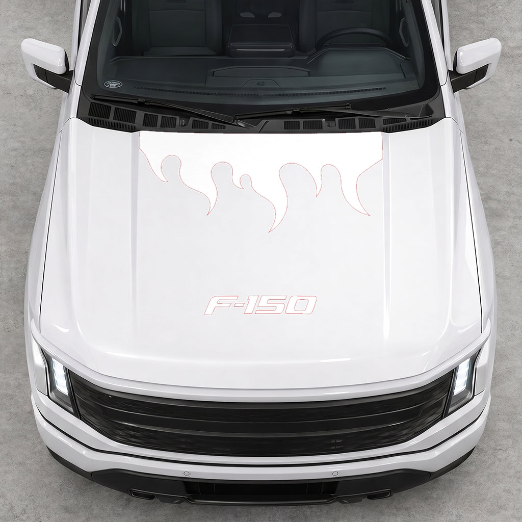 Hood Panel Decal/Sticker - Burning Flames Graphic Decal Graphic Kit - For Ford F-150 2015-2020 - Premium Vinyl