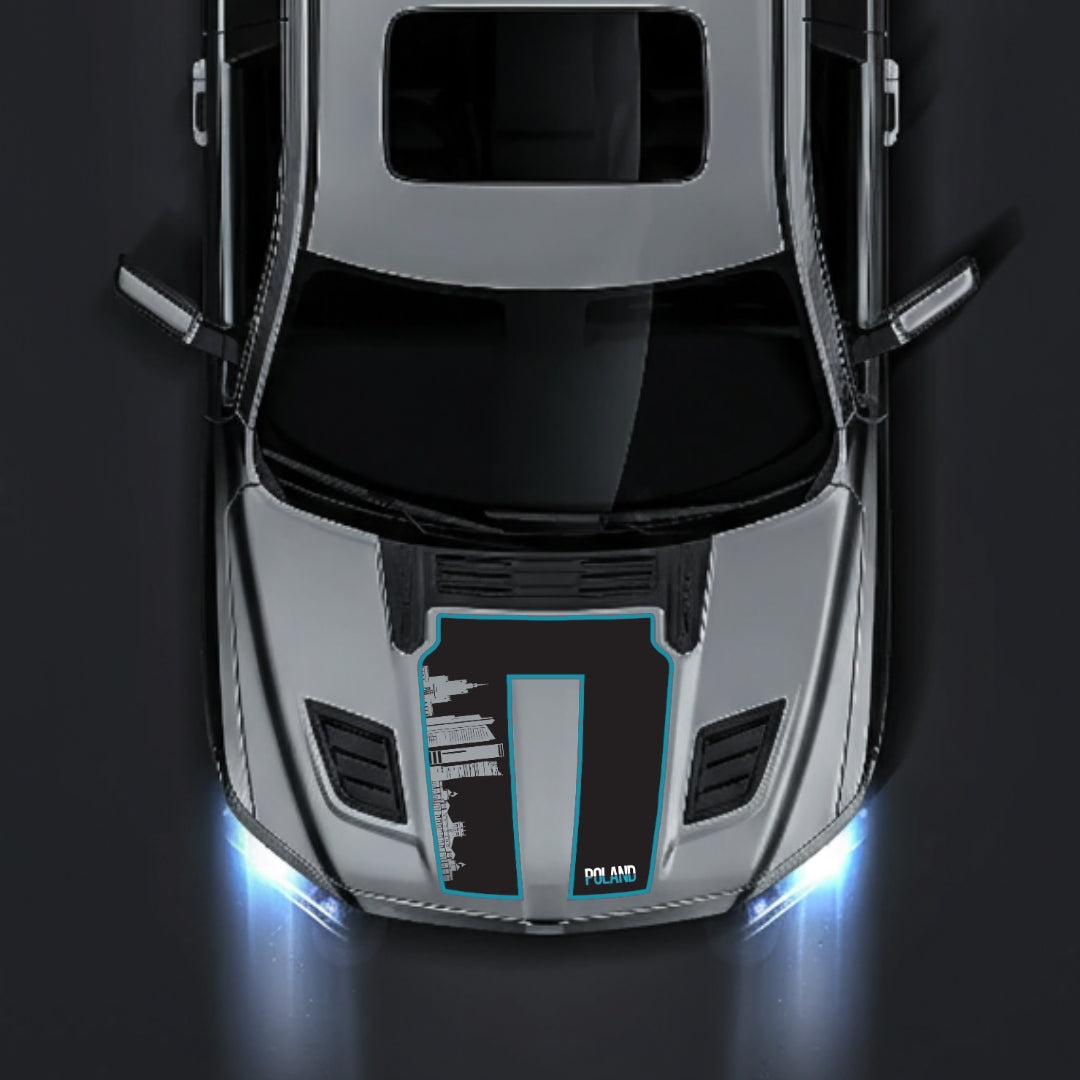 Hood Panel Decal/Sticker - Poland Skyline - Cut - Border Graphic Kit - For Dodge RAM 1500 2019-2025 - Premium Vinyl