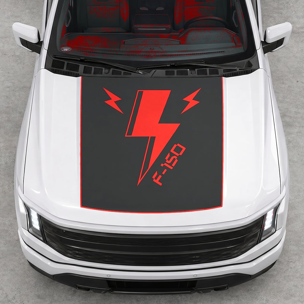 Hood Panel Decal/Sticker - Triple Electric Graphic Decal Graphic Kit - For FORD F-150 2015-2020 - Premium Vinyl