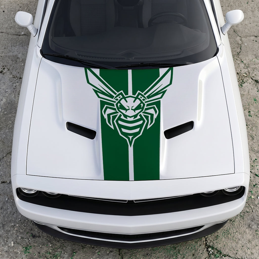 Hood Panel Decal/Sticker - Super Bee Hornet Tactical Stripe - Vertical Racing Center-Line Graphic Kit - For Dodge Challenger 2015-2024 - Premium Vinyl