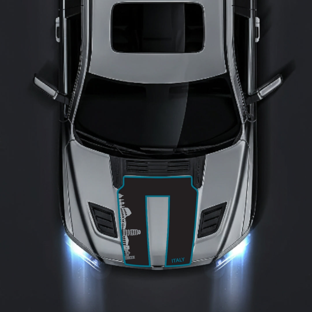 Performance Hood Panel Decal/Sticker - Italy Skyline - Cut - Border Graphic Kit - For Dodge RAM 1500 2019-2025 - Premium Vinyl