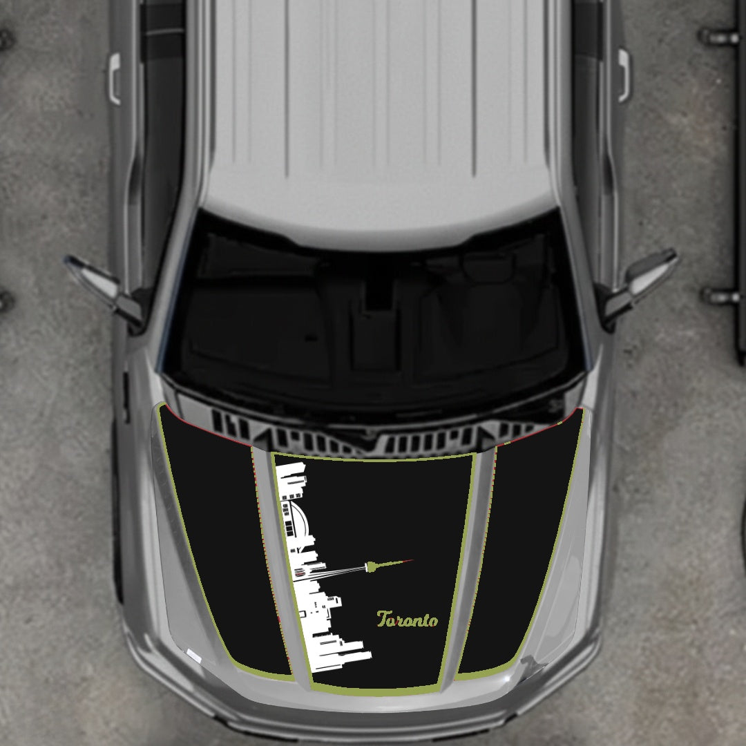 Hood Panel Decal/Sticker - Toronto Skyline - Cut - Border Graphic Kit - For Ford F-150 2020-2026 - Premium Vinyl