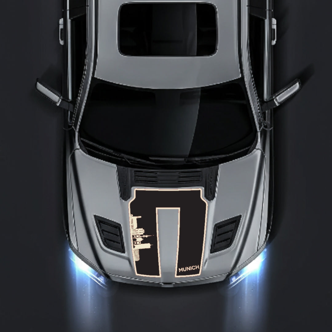 Hood Panel Decal/Sticker - Munich Skyline - Border Graphic Kit - For Dodge RAM 1500 2019-2025 - Premium Vinyl
