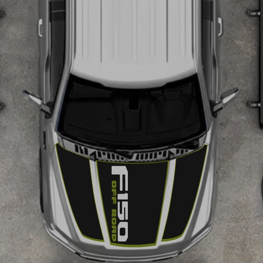 Hood Panel Decal/Sticker - Style 3 - Cut - Border Graphic Kit - For Ford F-150 2020-2026 - Premium Vinyl