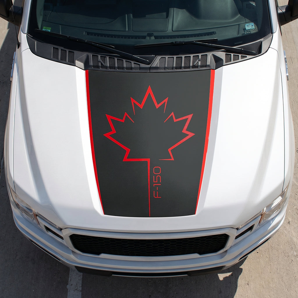 Hood Panel Decal/Sticker - Canada Leaf Graphic Decal Graphic Kit - For Ford F-150 2015-2020 - Premium Vinyl