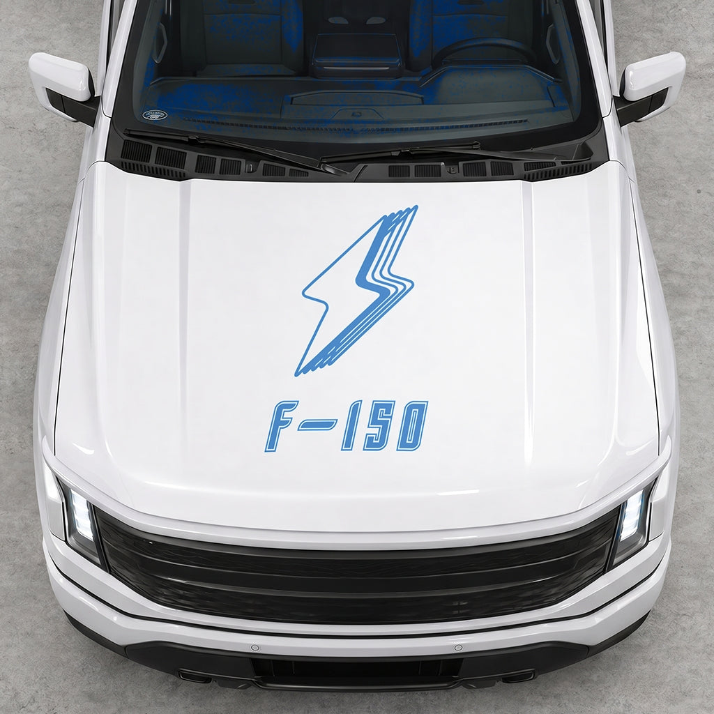Hood Panel Decal/Sticker - Cut Bordered Electric F150 Graphic Decal Graphic Kit - For FORD F-150 2015-2020 - Premium Vinyl