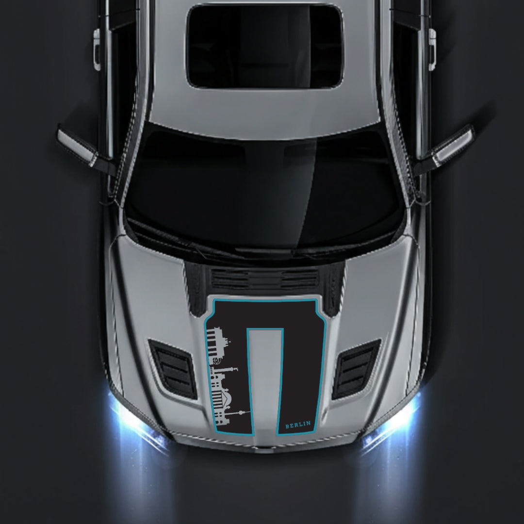 Hood Panel Decal/Sticker - Berlin Skyline - Cut - Border Graphic Kit - For Dodge RAM 1500 2019-2025 - Premium Vinyl