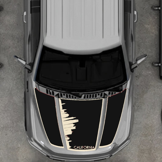 Hood Panel Decal/Sticker - California Skyline - Border Graphic Kit - For Ford F-150 2020-2026 - Premium Vinyl