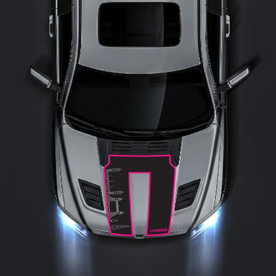 Hood Panel Decal/Sticker - London Skyline - Cut - Border Graphic Kit - For Dodge RAM 1500 2019-2025 - Premium Vinyl