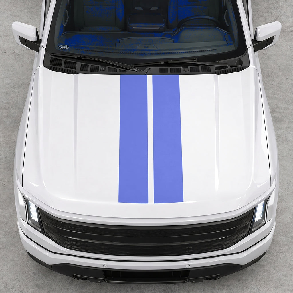 Hood Panel Decal/Sticker - Cut Double Stripes Graphic Decal Graphic Kit - For FORD F-150 2015-2020 - Premium Vinyl