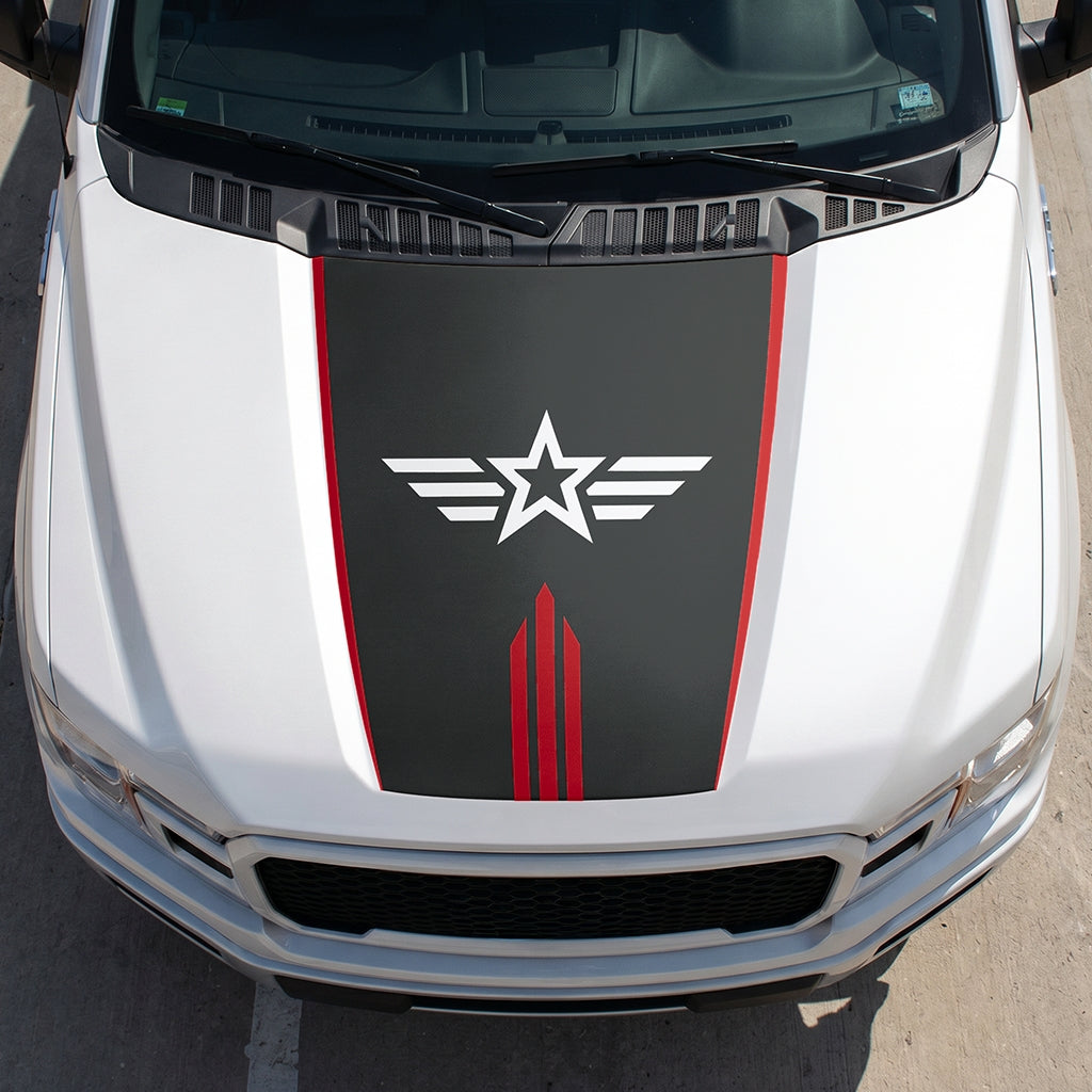Hood Panel Decal/Sticker - Star Graphic Decal Graphic Kit - For Ford F-150 2015-2020 - Premium Vinyl