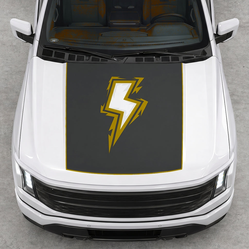 Hood Panel Decal/Sticker - Bordered Electric Graphic Decal Graphic Kit - For FORD F-150 2015-2020 - Premium Vinyl