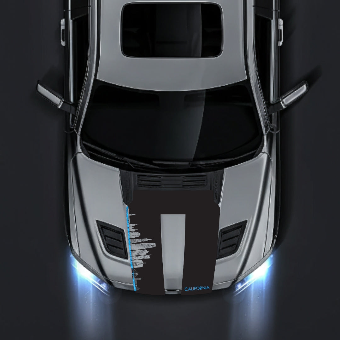 Hood Panel Decal/Sticker - California Skyline - Cut - Border Graphic Kit - For Dodge RAM 1500 2019-2025 - Premium Vinyl