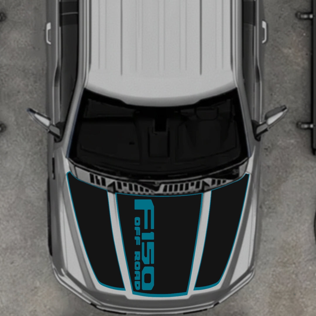 Hood Panel Decal/Sticker - Style 2 - Border Graphic Kit - For Ford F-150 2020-2026 - Premium Vinyl