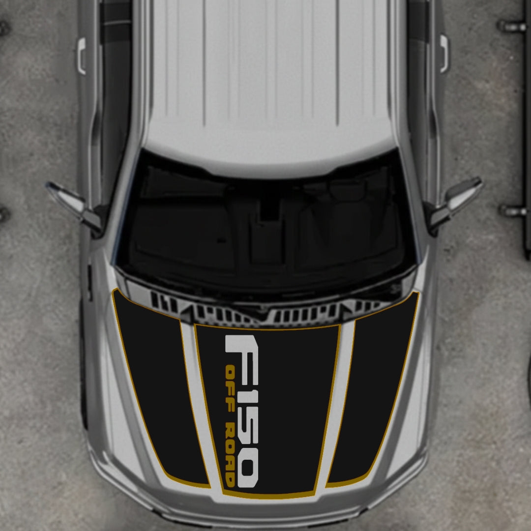 Hood Panel Decal/Sticker - Style 3 - Cut - Border Graphic Kit - For Ford F-150 2020-2026 - Premium Vinyl
