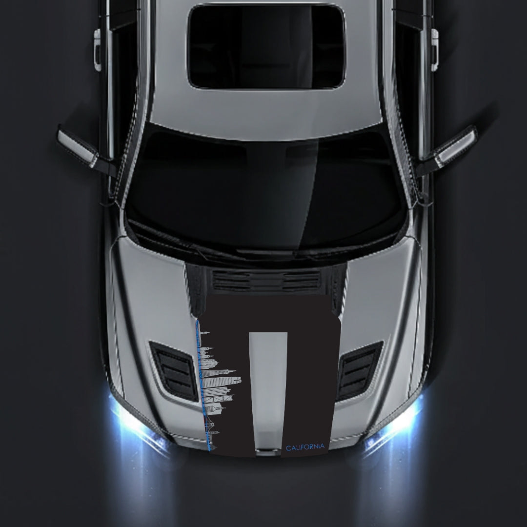 Hood Panel Decal/Sticker - California Skyline - Cut - Border Graphic Kit - For Dodge RAM 1500 2019-2025 - Premium Vinyl