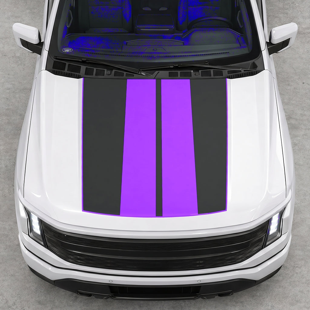 Hood Panel Decal/Sticker - Double Stripes Graphic Decal Graphic Kit - For FORD F-150 2015-2020 - Premium Vinyl