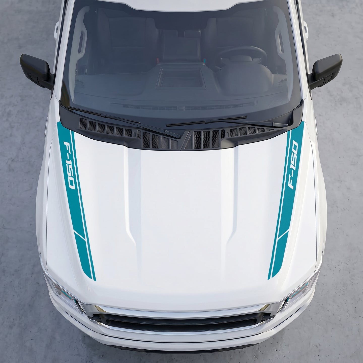 Hood Panel Decal/Sticker - Angled Cowl Accent Stripes – Dual Side Hood Edge Vinyl Decals Graphic Kit - For Ford F-150 F150 2015-2020 - Premium Vinyl