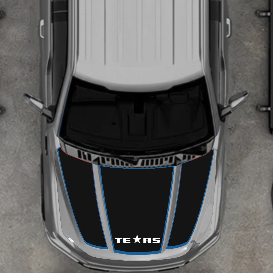 Hood Panel Decal/Sticker - Texas - Cut - Border Graphic Kit - For Ford F-150 2020-2026 - Premium Vinyl