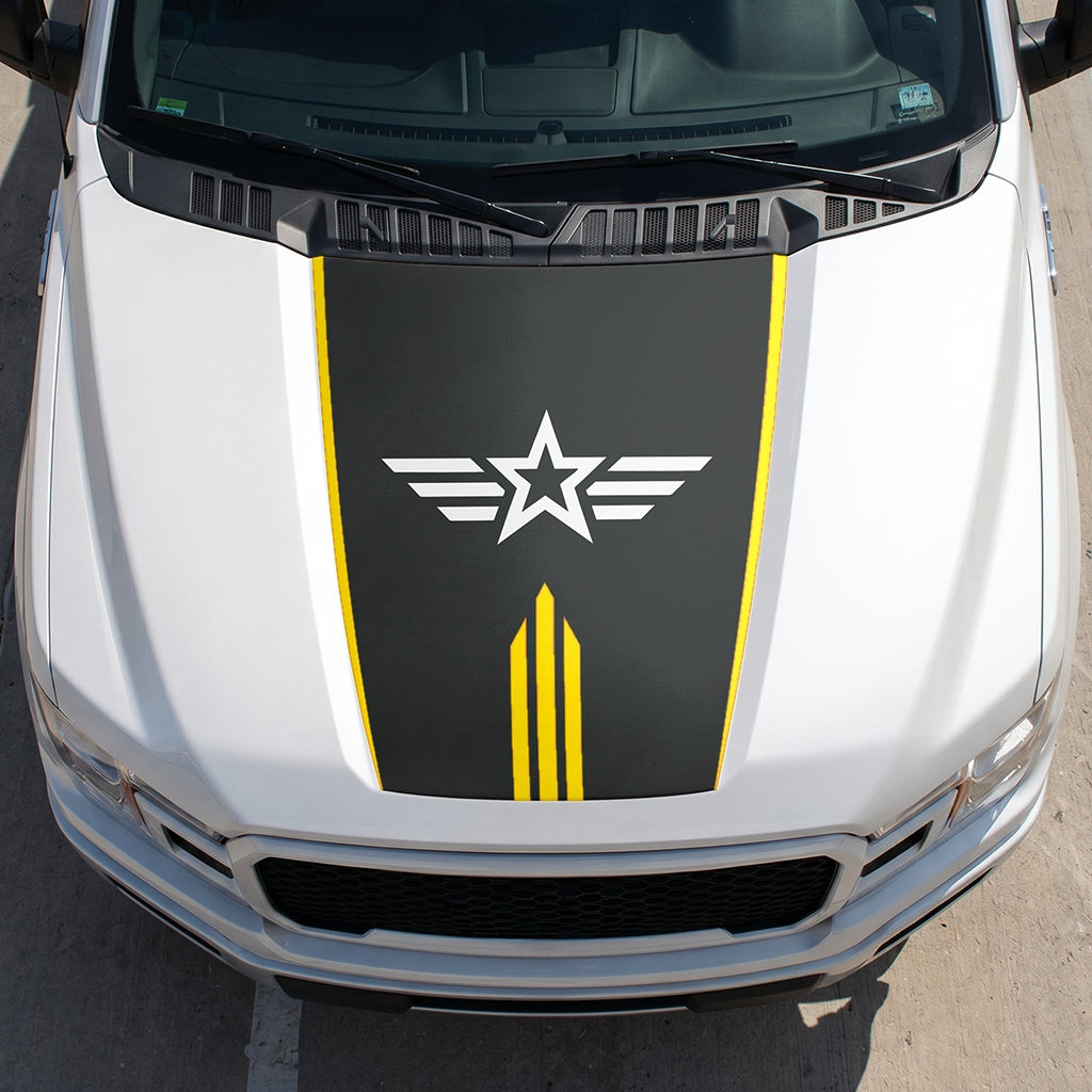Hood Panel Decal/Sticker - Star Graphic Decal Graphic Kit - For Ford F-150 2015-2020 - Premium Vinyl