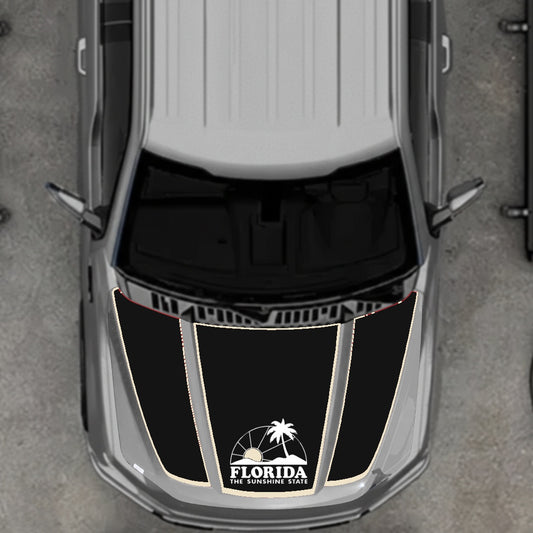Hood Panel Decal/Sticker - Flordia - Cut - Border Graphic Kit - For Ford F-150 2020-2026 - Premium Vinyl