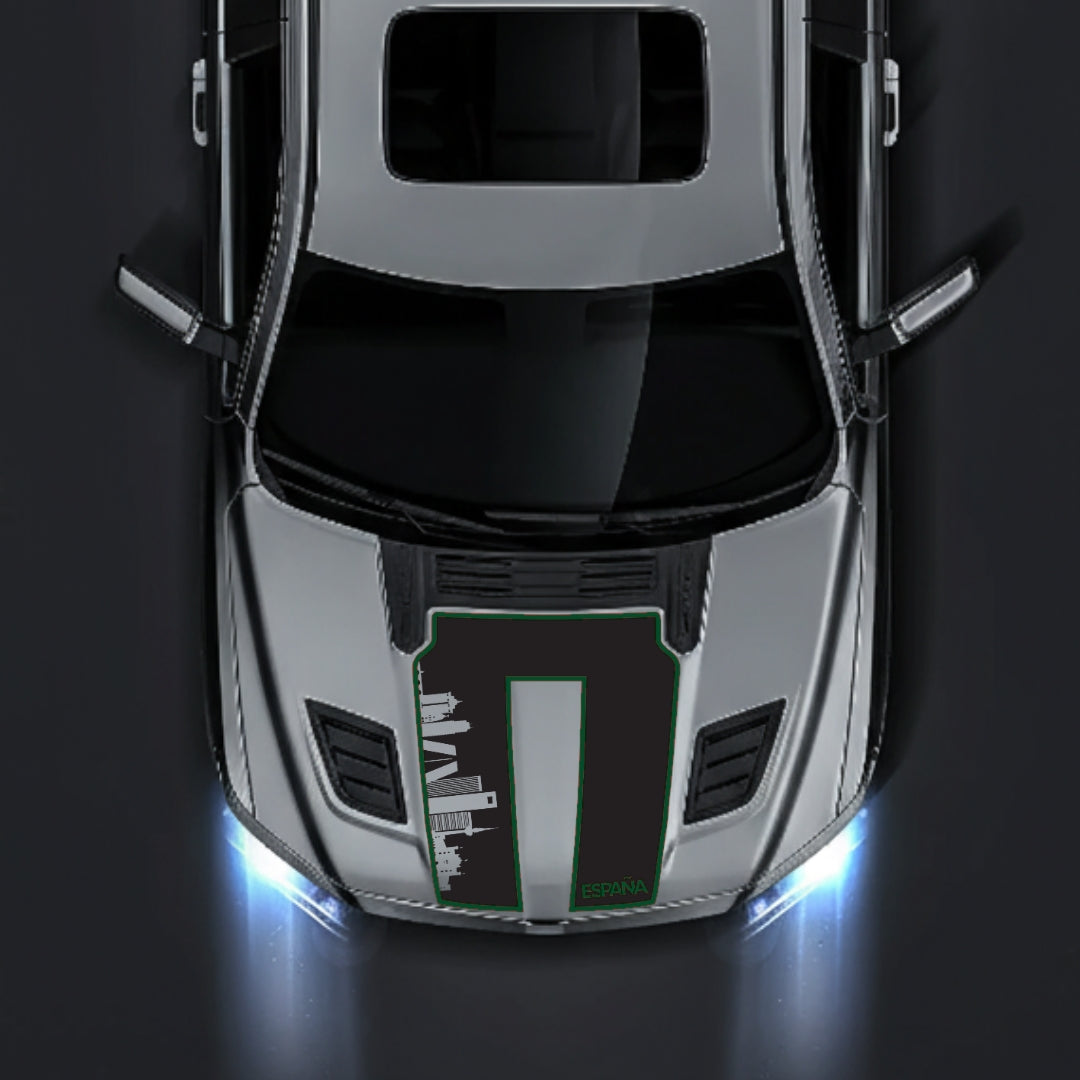 Hood Panel Decal/Sticker - Spain Skyline - Cut - Border Graphic Kit - For Dodge RAM 1500 2019-2025 - Premium Vinyl