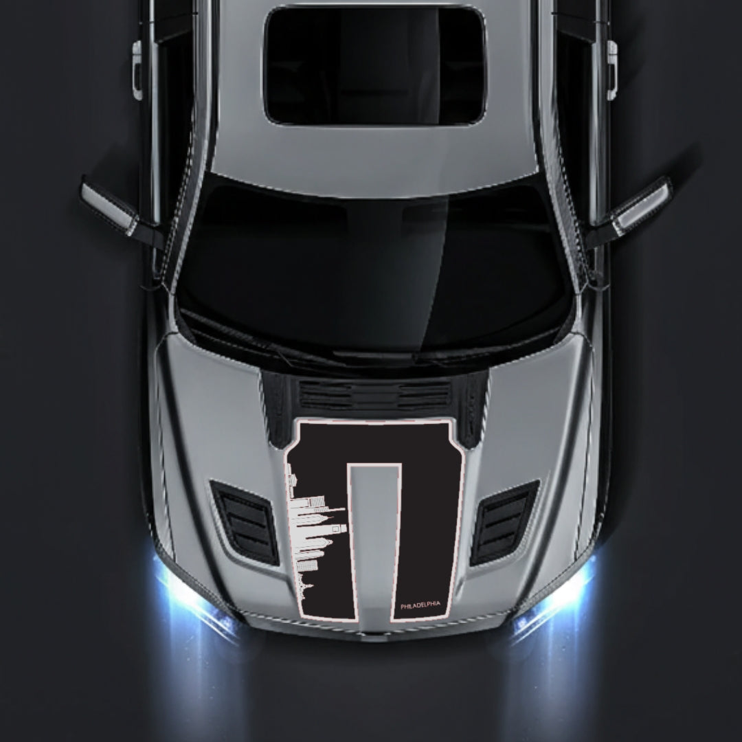 Hood Panel Decal/Sticker - Philadelphia Skyline - Border Graphic Kit - For Dodge RAM 1500 2019-2025 - Premium Vinyl