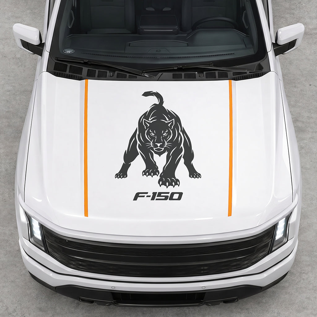 Hood Panel Decal/Sticker - Tiger Graphic Decal Graphic Kit - For Ford F-150 2015-2020 - Premium Vinyl