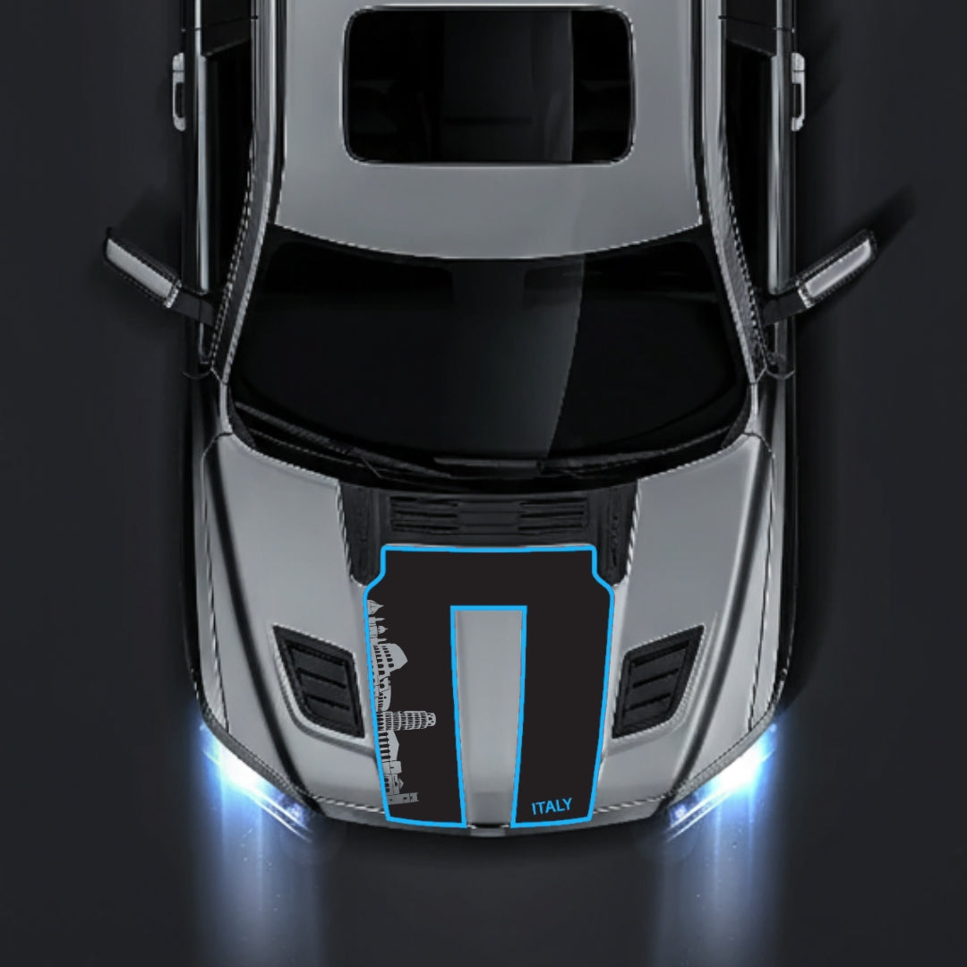 Hood Panel Decal/Sticker - Italy Skyline - Cut - Border Graphic Kit - For Dodge RAM 1500 2019-2025 - Premium Vinyl