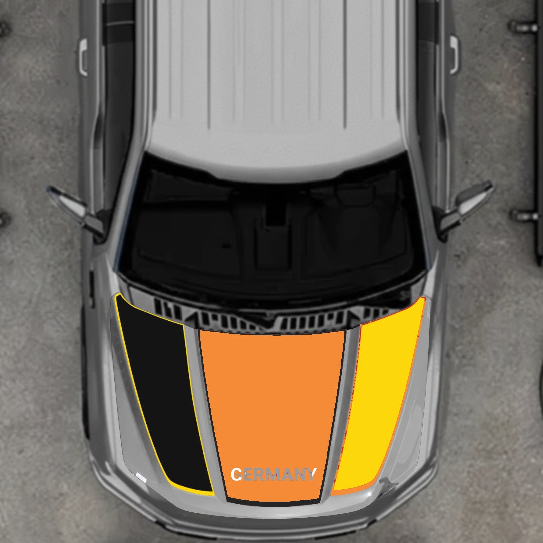 Hood Panel Decal/Sticker - Germany Flag Parts - Border Graphic Kit - For Ford F-150 2020-2026 - Premium Vinyl