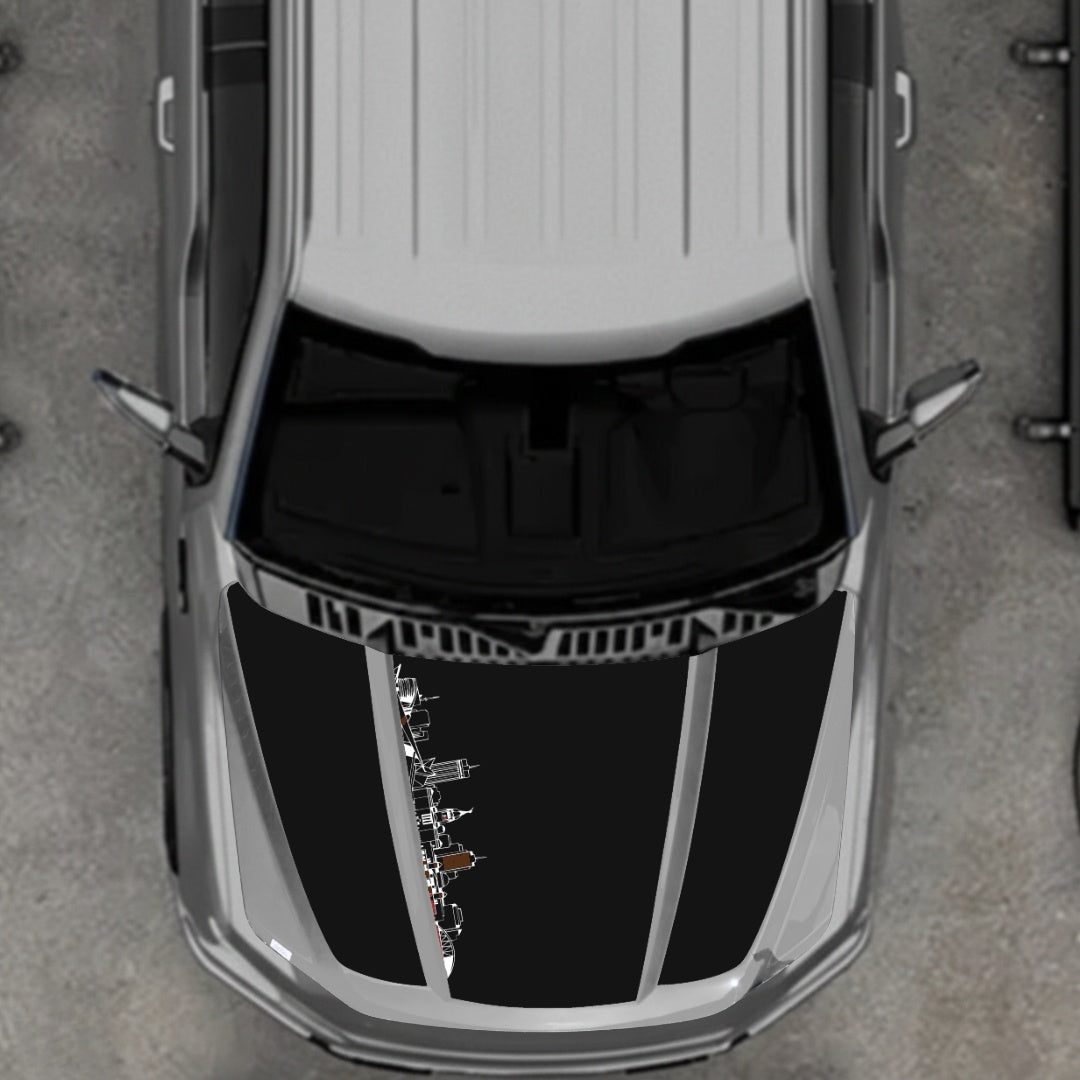 Hood Panel Decal/Sticker - Winnipeg Skyline - Cut Graphic Kit - For Ford F-150 2020-2026 - Premium Vinyl