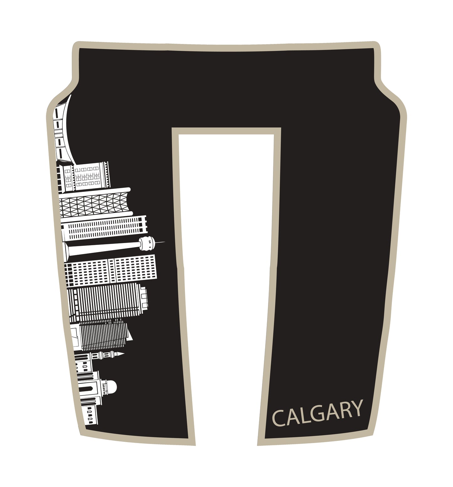 Performance Hood Panel Decal/Sticker - Calgary Skyline - Cut - Border Graphic Kit - For Dodge RAM 1500 2019-2025 - Premium Vinyl
